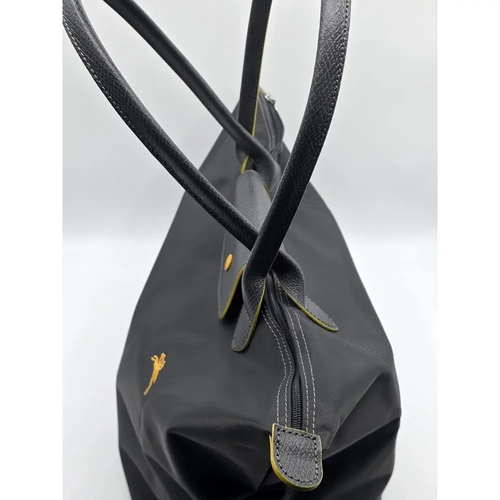 LONGCHAMP LE PLIAGE CLUB 70TH ANNIVERSARY LARGE TOTE – DARK GRAY / YELLOW – NWOT